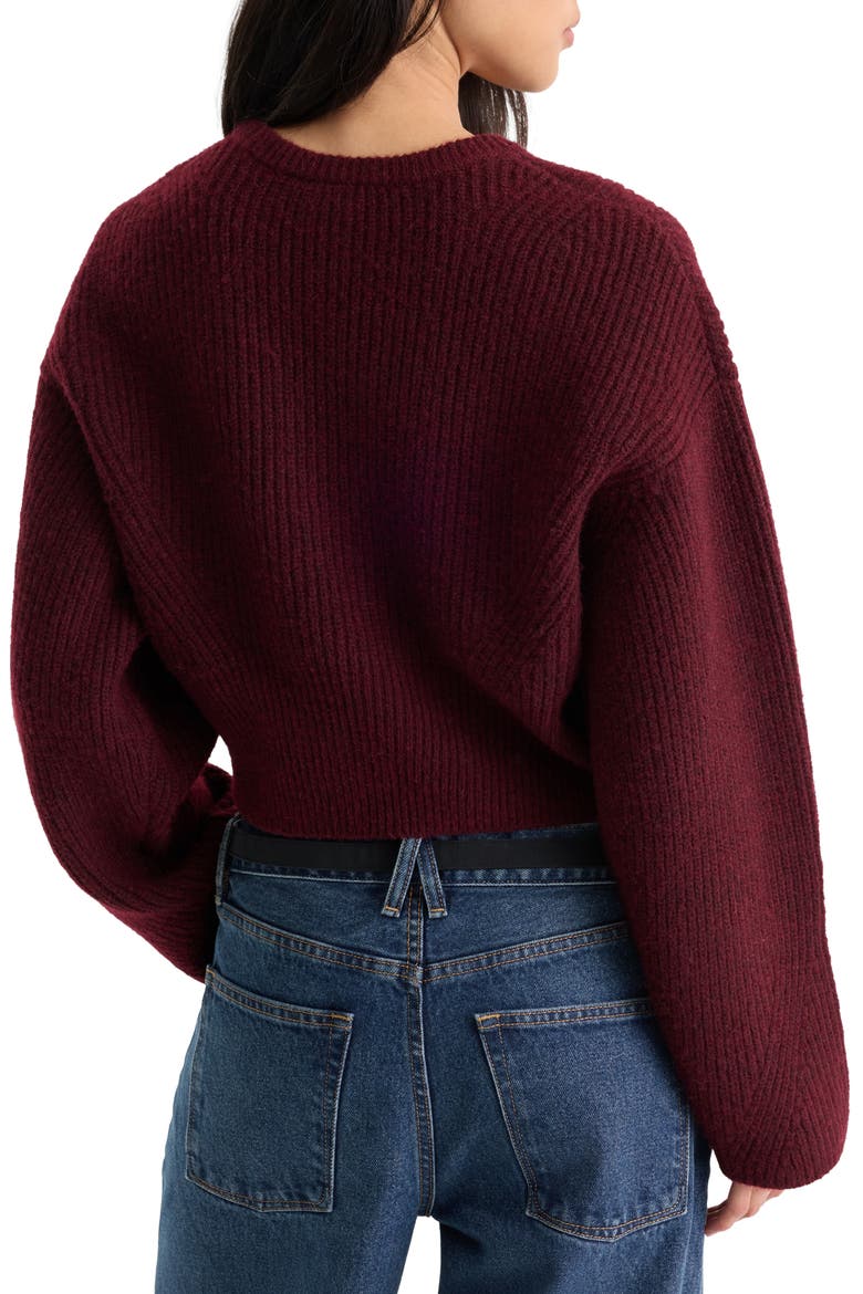 The Chunky Knit Crewneck Sweater, Alternate, color, BERRY NOIR