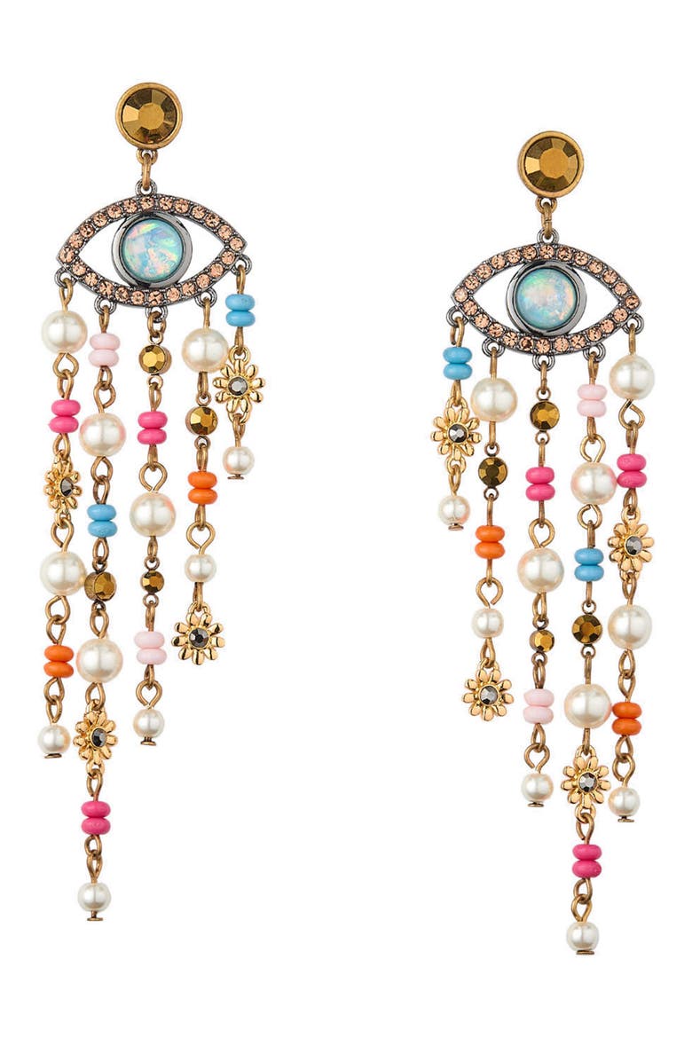 Evil Eye Chandelier Earrings, Main, color, MULTI