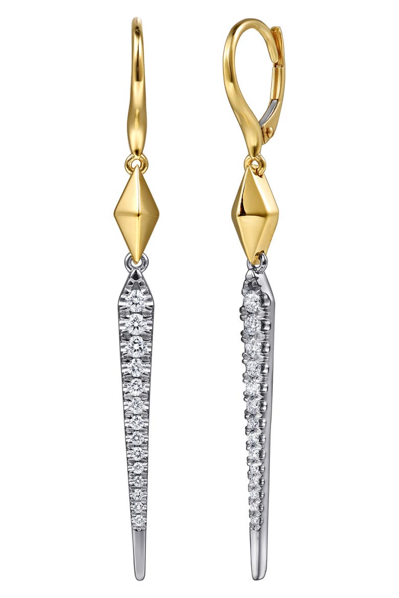 14k Yellow & White Gold Diamond Drop Earrings, Main, color, 14K YELLOW/ WHITE GOLD