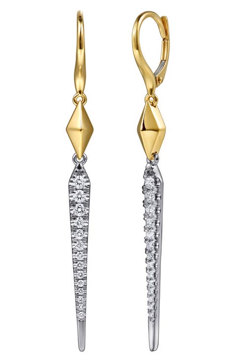 14k Yellow & White Gold Diamond Drop Earrings