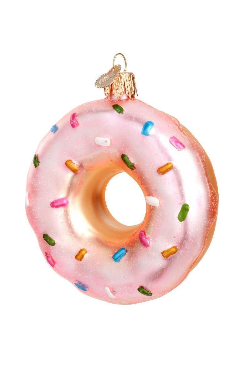 Old World Christmas Sprinkles Donut Glass Ornament, Alternate, color, Pink/ Tan/ Multi