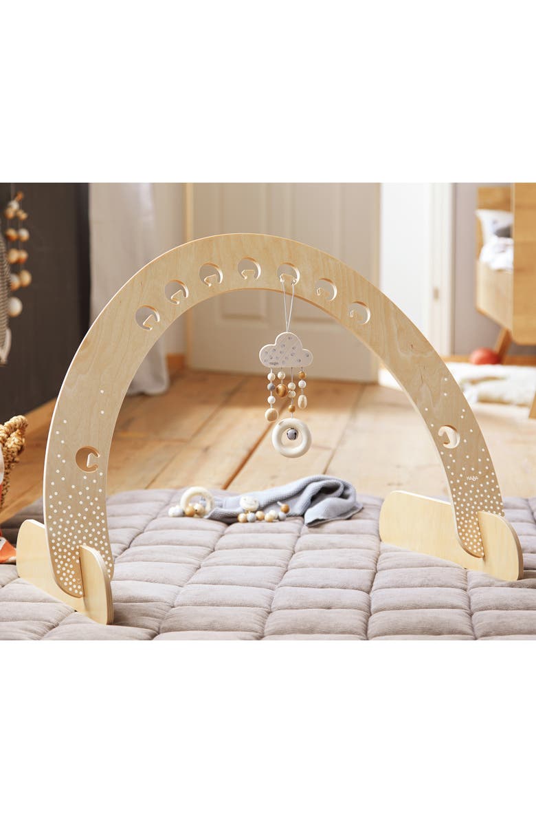 HABA Dangling Figure Dots - Natural Wooden Cloud with Dangling Wooden Grasping Ring, Alternate, color, 