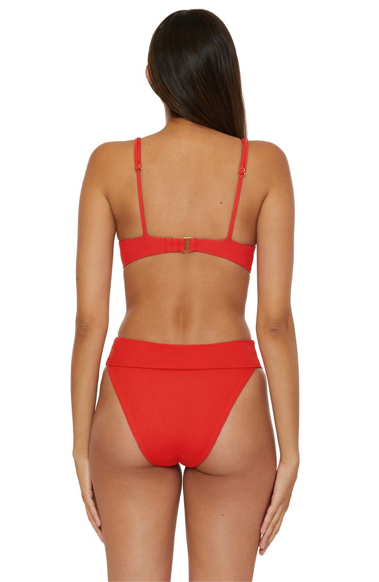 Becca Modern Edge High Waist Bikini Bottoms, Alternate, color, Fire