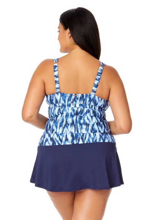 Shop Anne Cole Plus Plus Tie Dye Ikat Ring Plunge Tankini Swim Top
