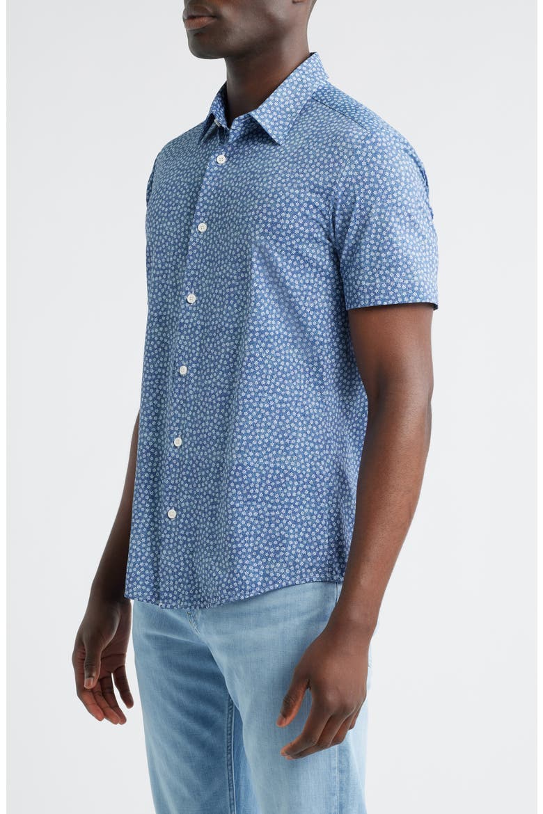 Roan Ken Short Sleeve Button-Up Shirt, Alternate, color, DARK BLUE