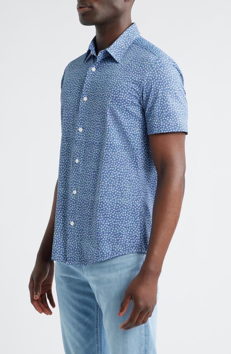 BOSS Roan Ken Short Sleeve Button-Up Shirt, Alternate, color, Dark Blue