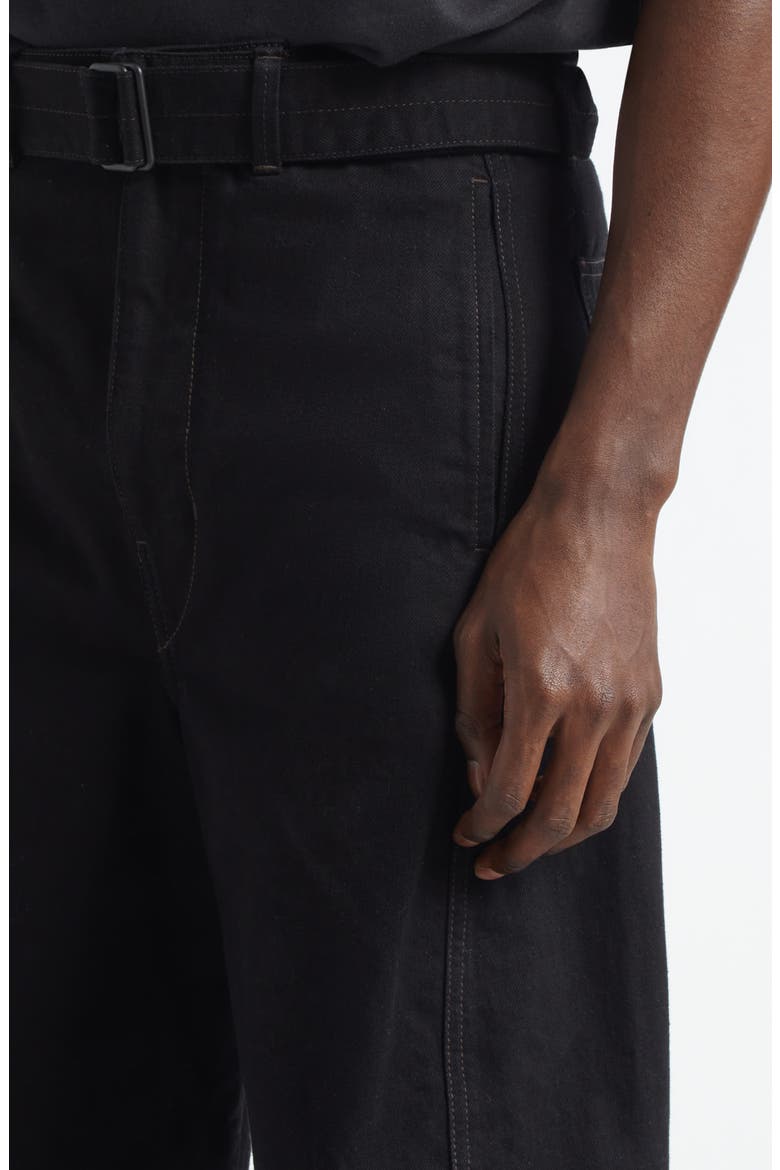 Twisted Seam Belted Barrel Leg Jeans, Alternate, color, BLACK