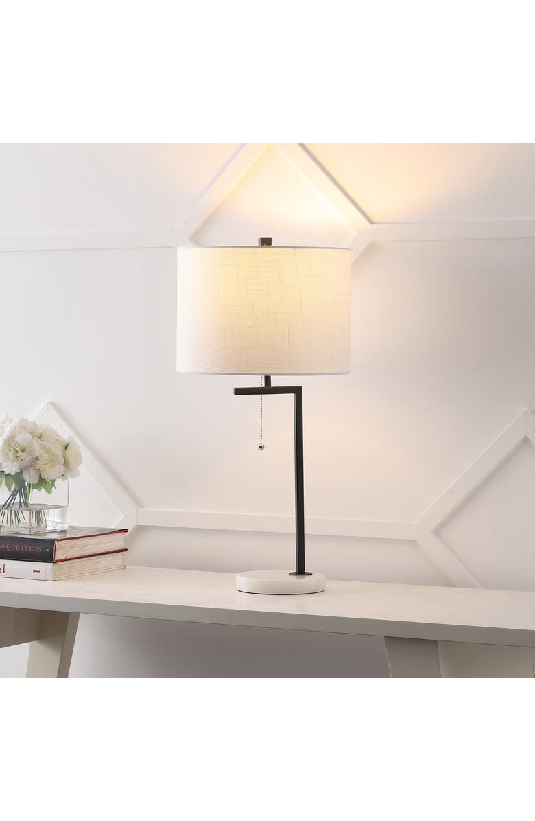 JONATHAN Y Alyssa 24.5" Metal/Marble LED Table Lamp, Brass Gold/White, Alternate, color, Black
