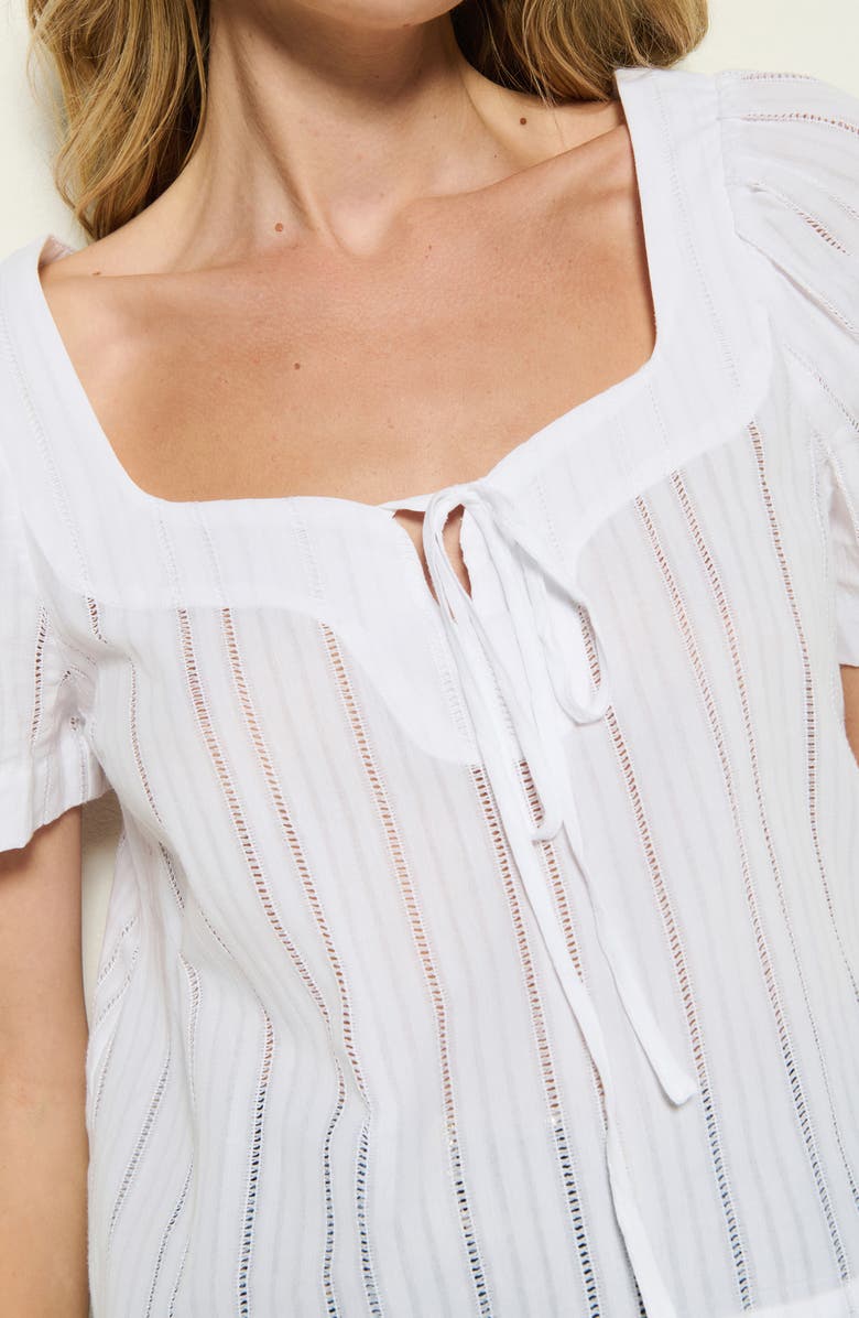 Nation LTD Vanity Ladder Stitch Inset Cotton Top, Alternate, color, White