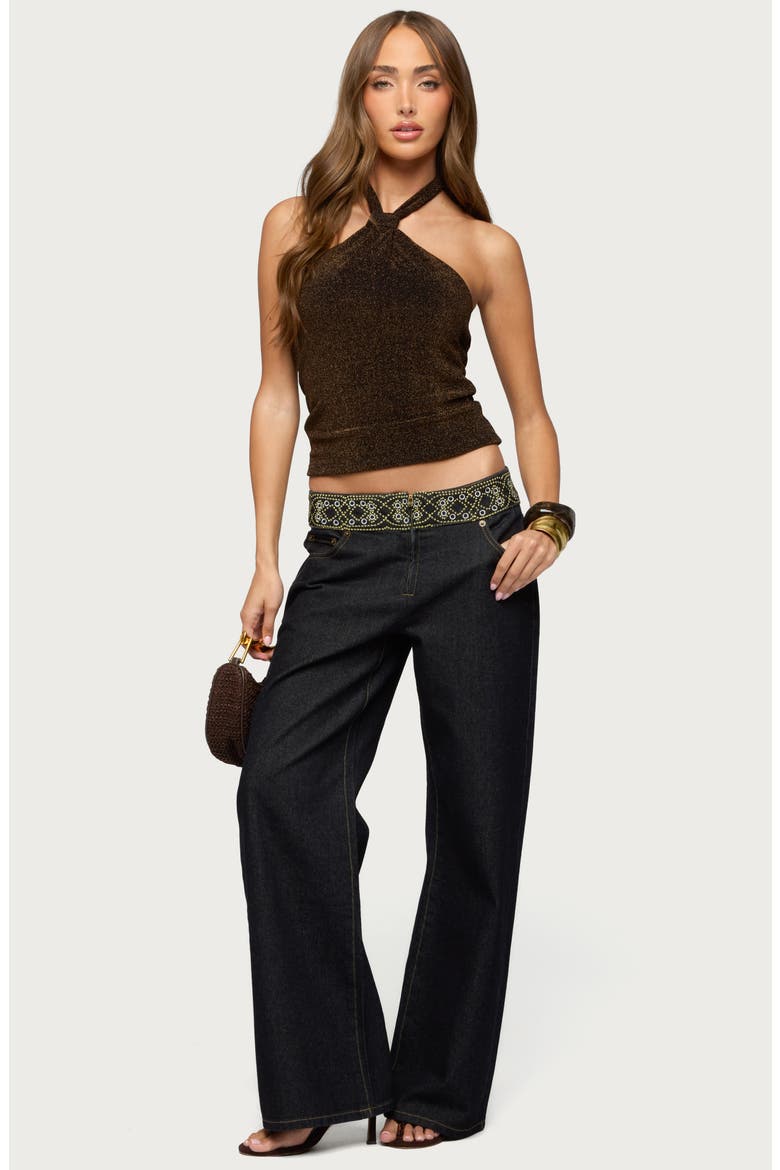 Katalya Glitter Halter Top, Alternate, color, BROWN