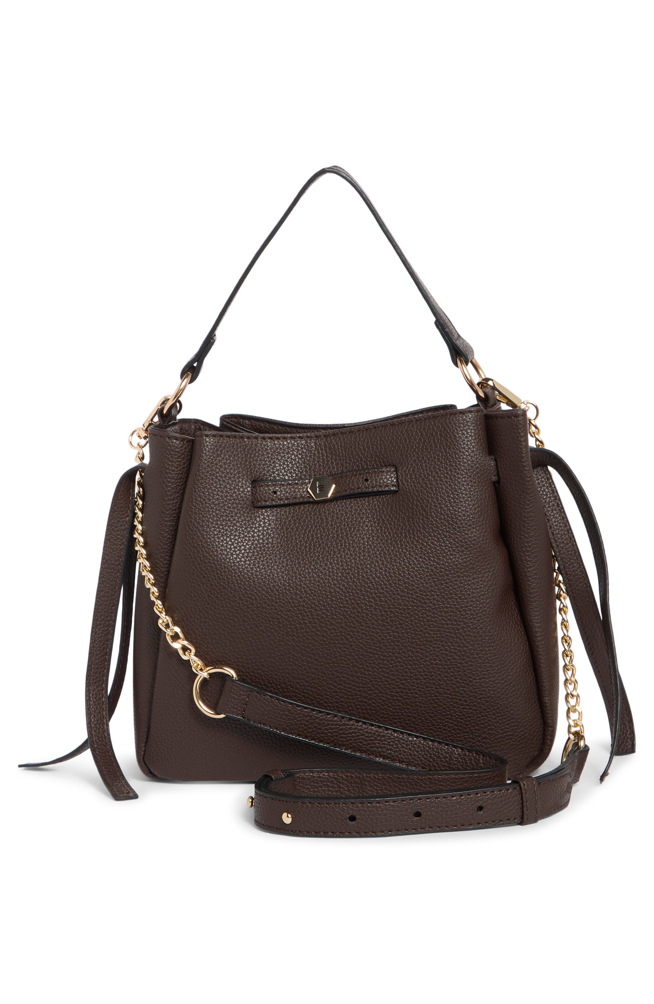 Pebble Faux Leather Crossbody Bag, Alternate, color, BROWN