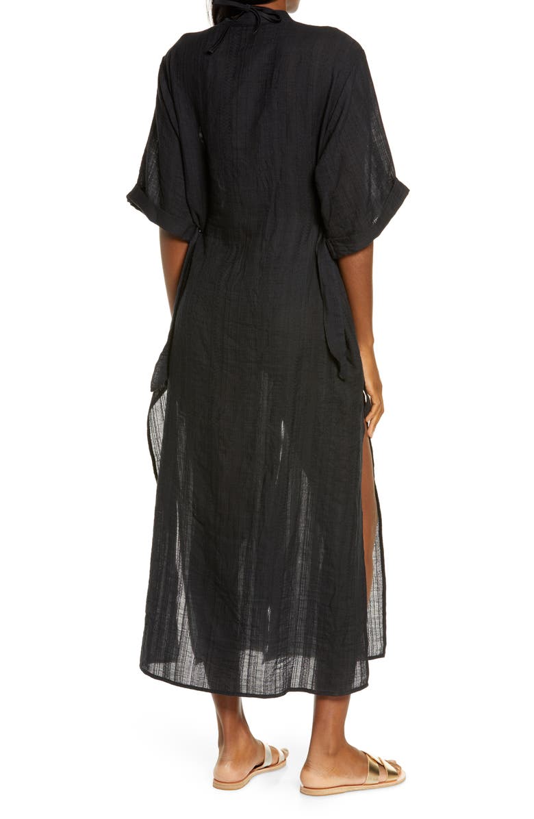 Robin Piccone Michelle Mandarin Collar Cover-Up Caftan, Alternate, color,