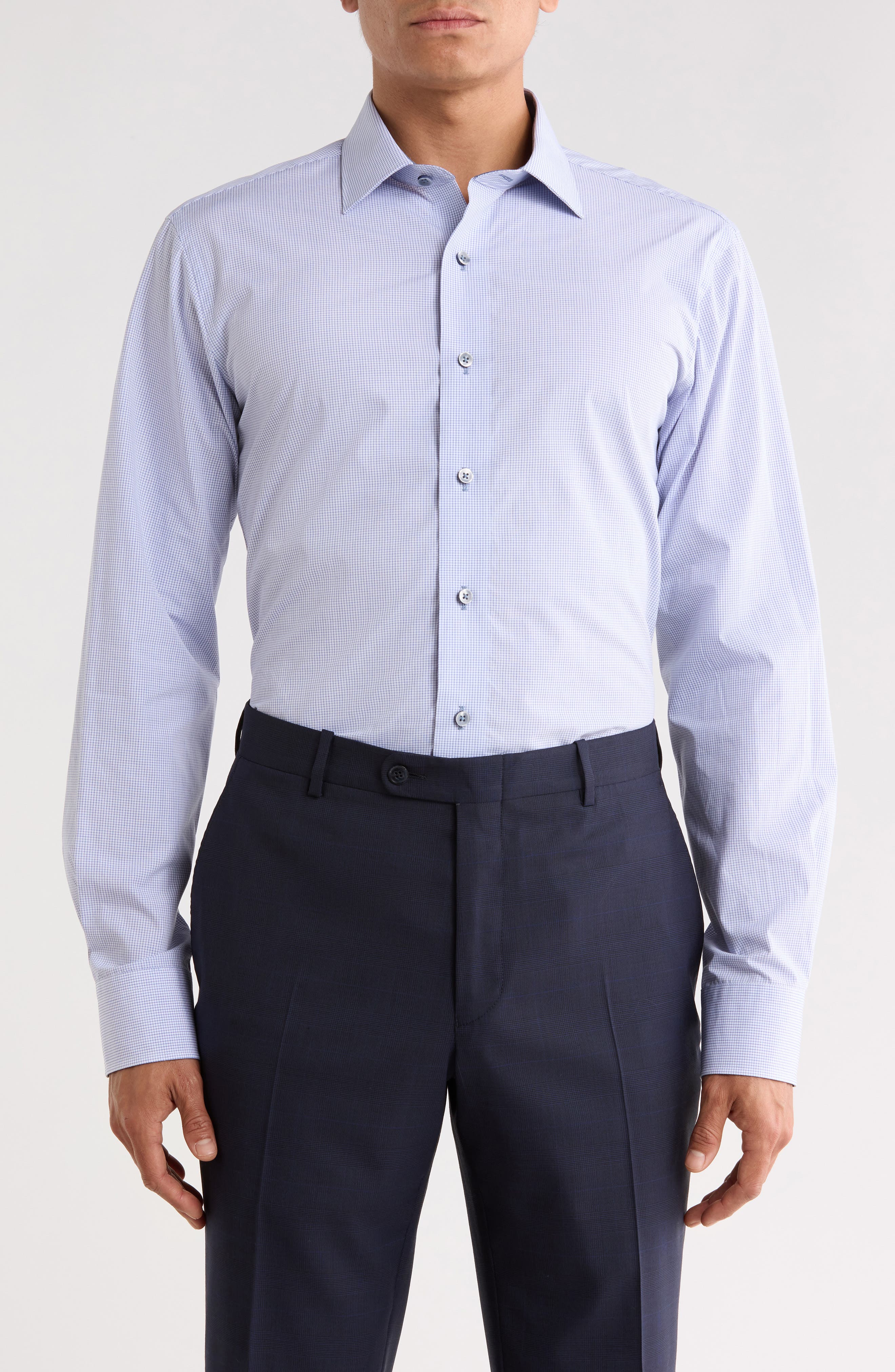 Trim Fit Mini Graph Checked Cotton Shirt