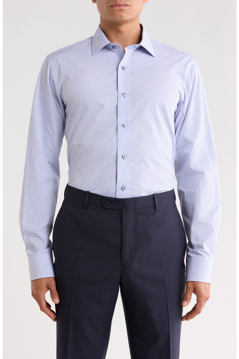 Trim Fit Mini Graph Checked Cotton Shirt, Main, color, NAVY
