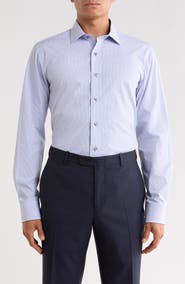 Lorenzo Uomo Trim Fit Mini Graph Checked Cotton Shirt