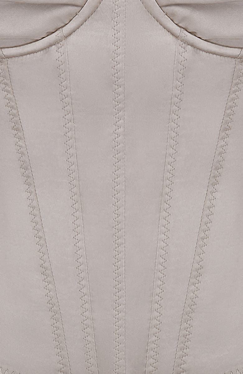 HOUSE OF CB Chantal Satin Corset Crop Top, Alternate, color, Sand