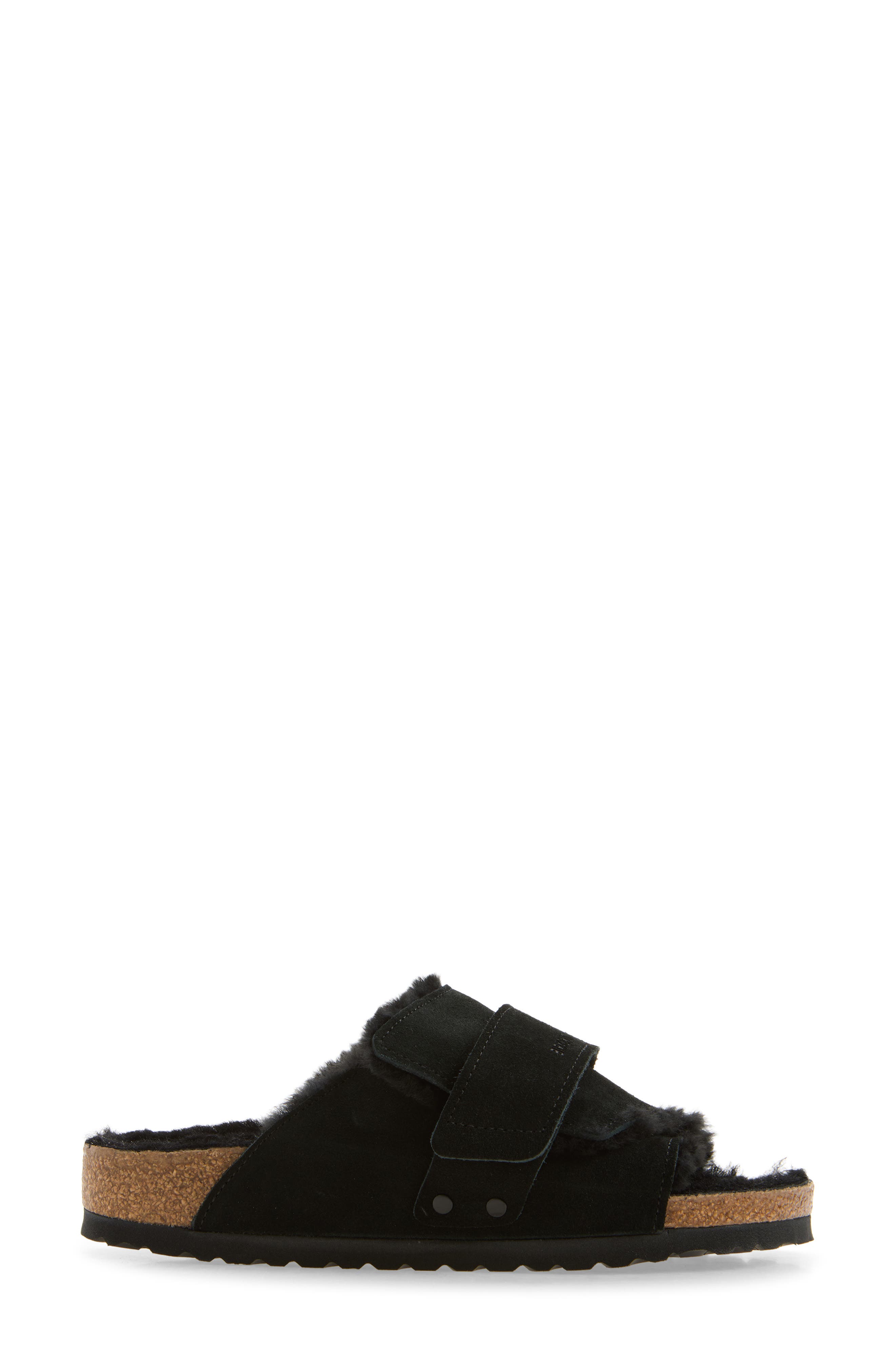 Kyoto Genuine Shearling Sandal - Discontinued, Alternate, color, BLACK/ BLACK