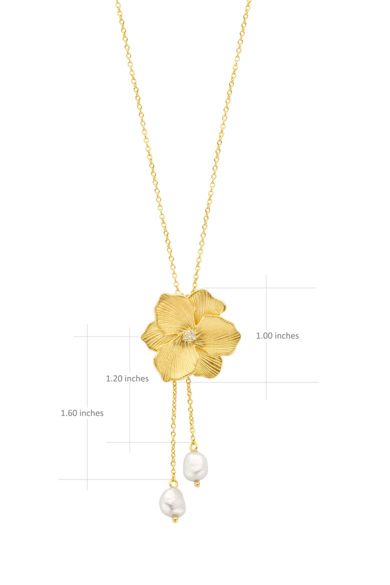 Jasmine Diamond Necklace |  7 natural diamonds - 2 freshwater pearls  | 925 Sterling Silver | Necklace | 16 - 17.5 in | Yellow 18k-Gold Plated, Alternate, color, Yellow 18k Gold Plated