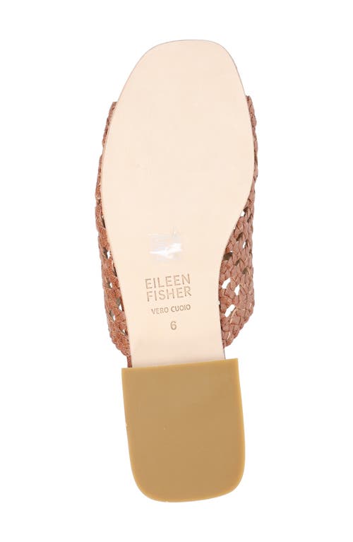 Eileen Fisher Folie Woven Leather Slide Sandals In Russet