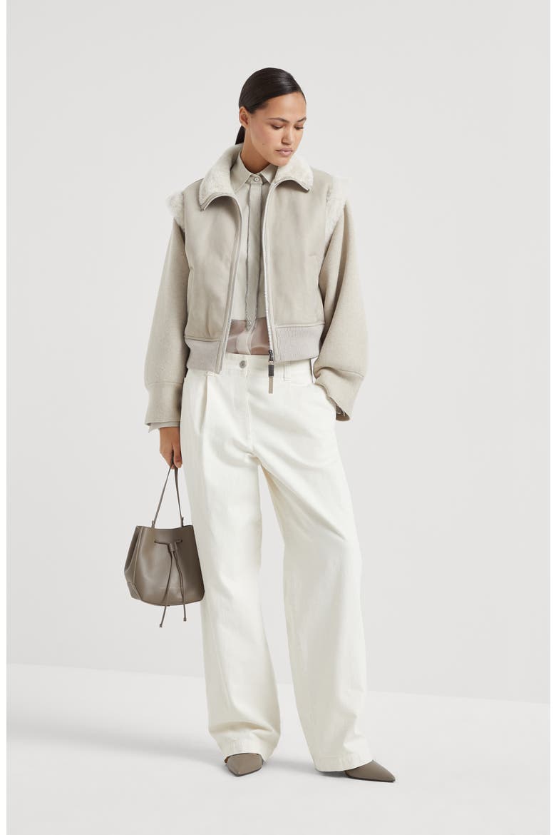 Loose sartorial trousers, Alternate, color, Chalk