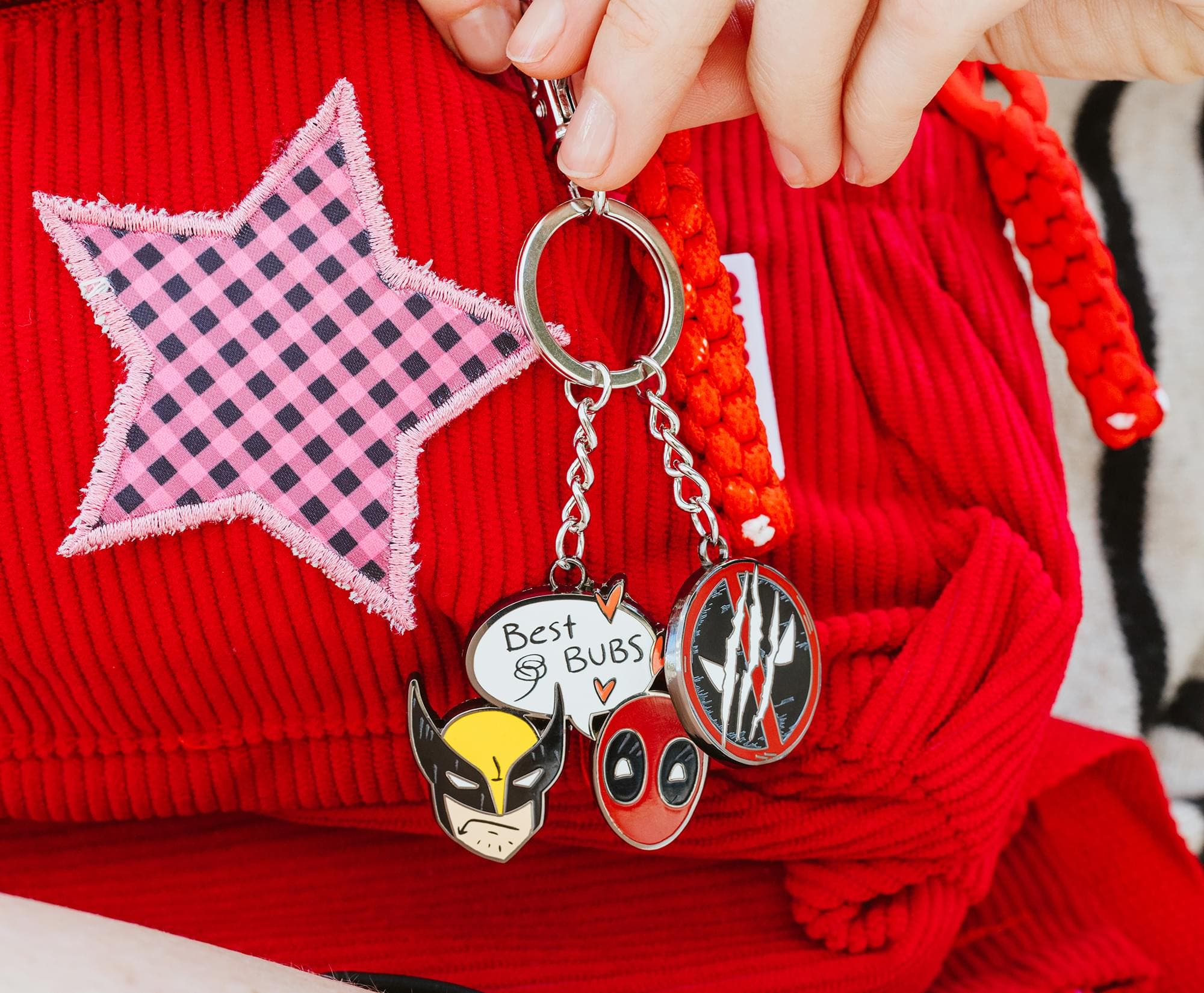 Toynk Marvel Studios Deadpool & Wolverine "Best Bubs" Enamel Charm Keychain, Alternate, color, Silver