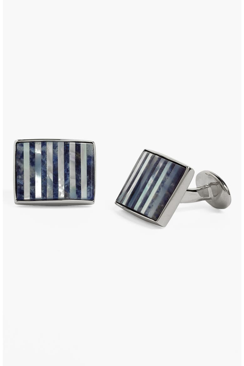 Mother-of-Pearl & Sodalite Cuff Links, Alternate, color, SILVER/ MOTHER OF PEARL