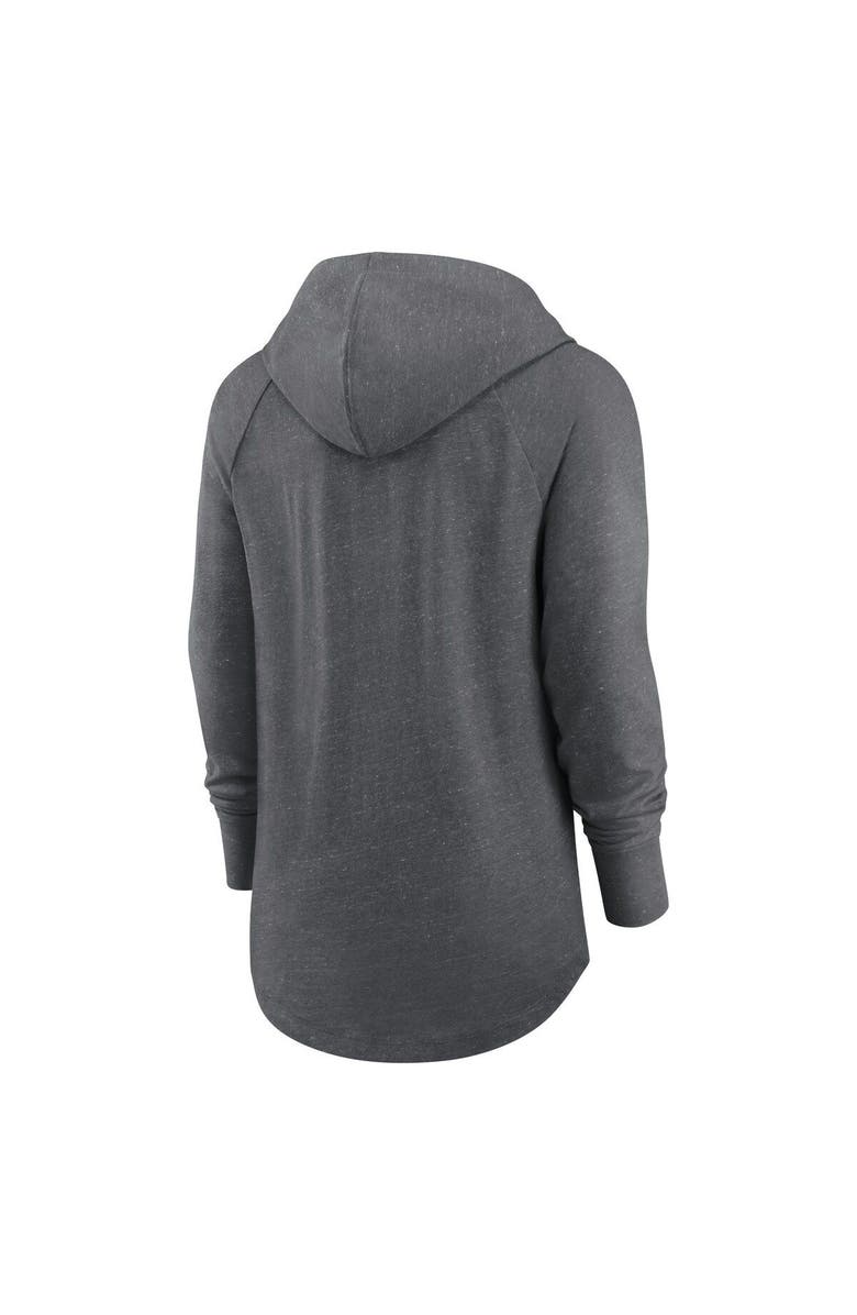 Nike Women's Nike Heather Charcoal Cleveland Browns Raglan Funnel Neck Pullover Hoodie, Alternate, color, Heather Charcoal