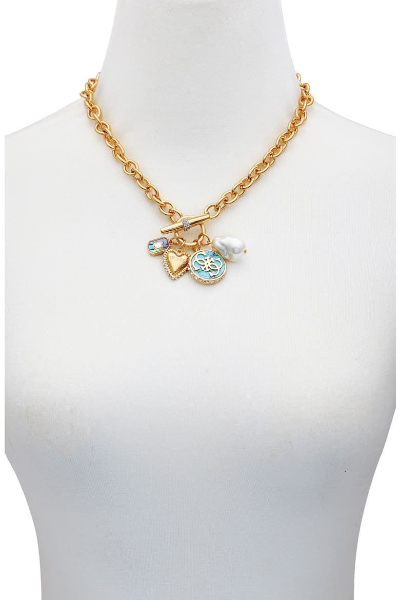 Logo Charm Necklace, Alternate, color, GOLD TONE
