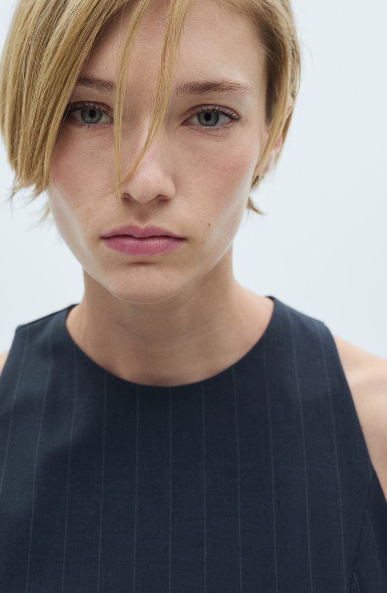 MANGO Pinstripe Sleeveless Minidress, Alternate, color,