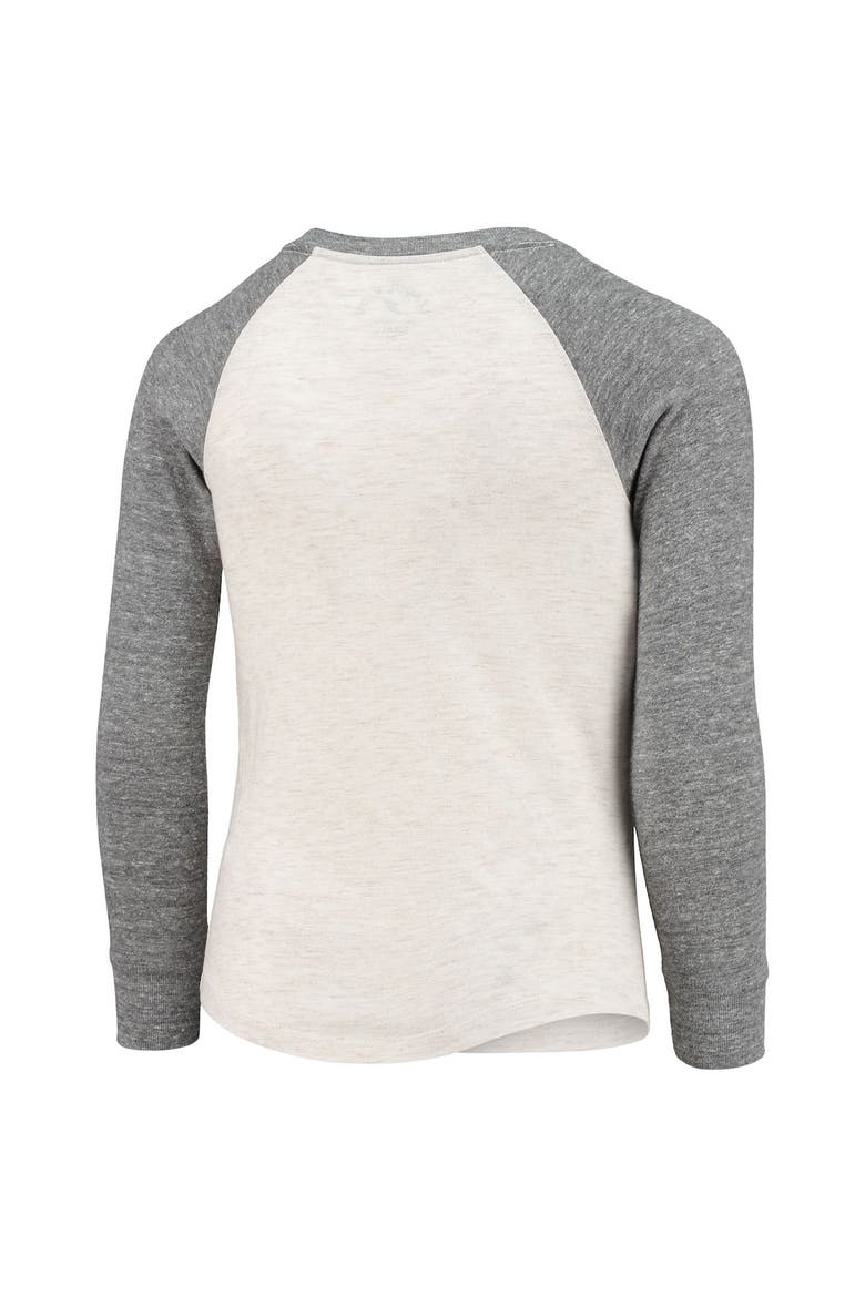 Youth League Collegiate Wear Heathered Gray Clemson Tigers Baseball Tri-Blend Raglan Long Sleeve T-Shirt, Alternate, color, Heather Gray