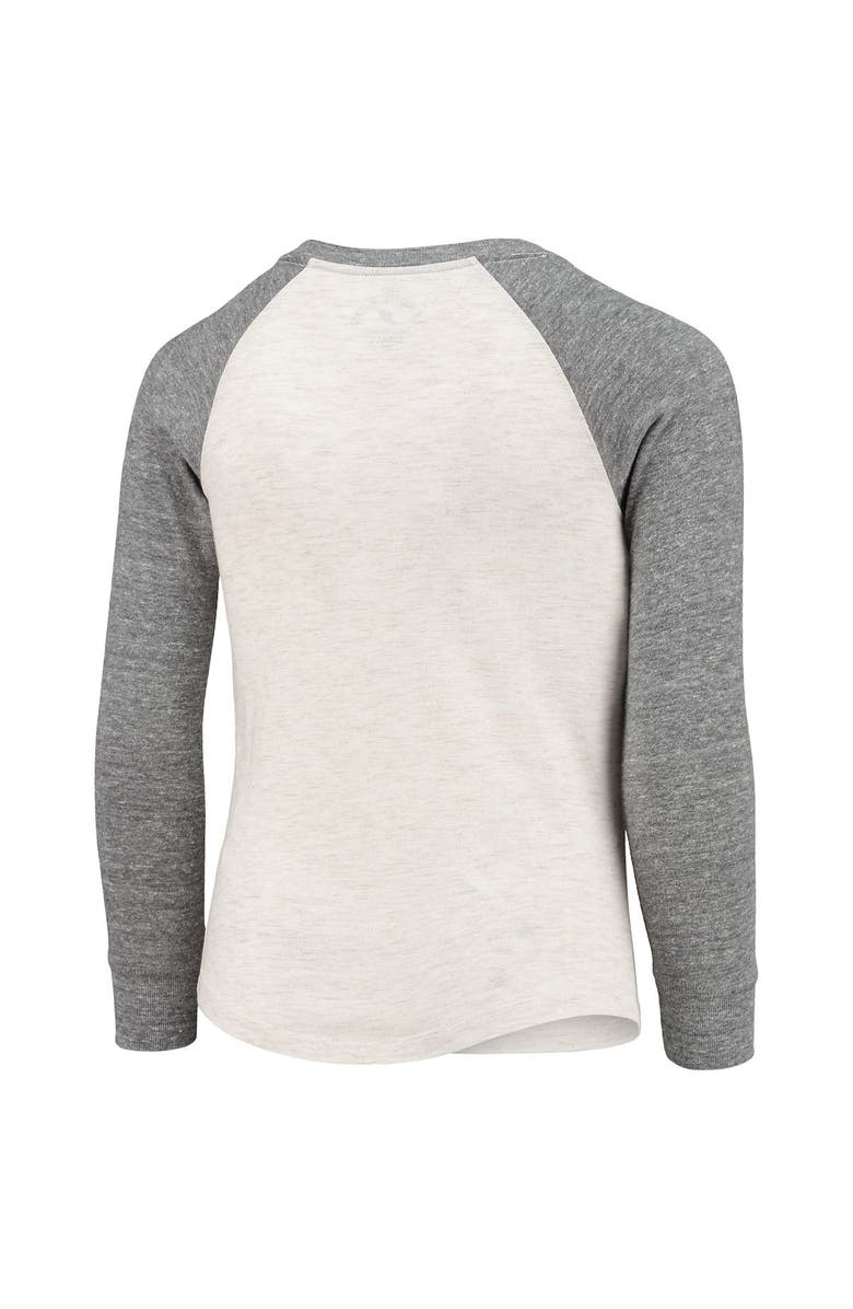 LEAGUE COLLEGIATE WEAR Youth League Collegiate Wear Heathered Gray Clemson Tigers Baseball Tri-Blend Raglan Long Sleeve T-Shirt, Alternate, color,