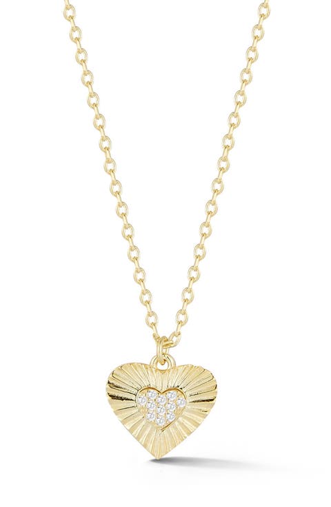 Cubic Zirconia Burst Heart Pendant Necklace