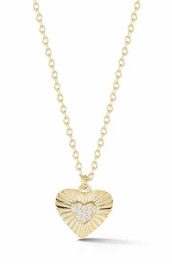 Cubic Zirconia Burst Heart Pendant Necklace