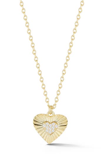 Sphera Milano Cubic Zirconia Burst Heart Pendant Necklace In Gold