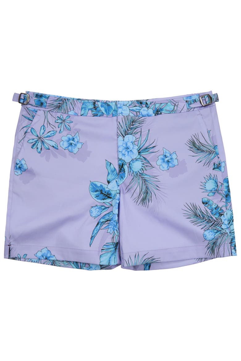Mali Floral Mens Tailored Swim Short, Alternate, color, Mali Floral Lavender