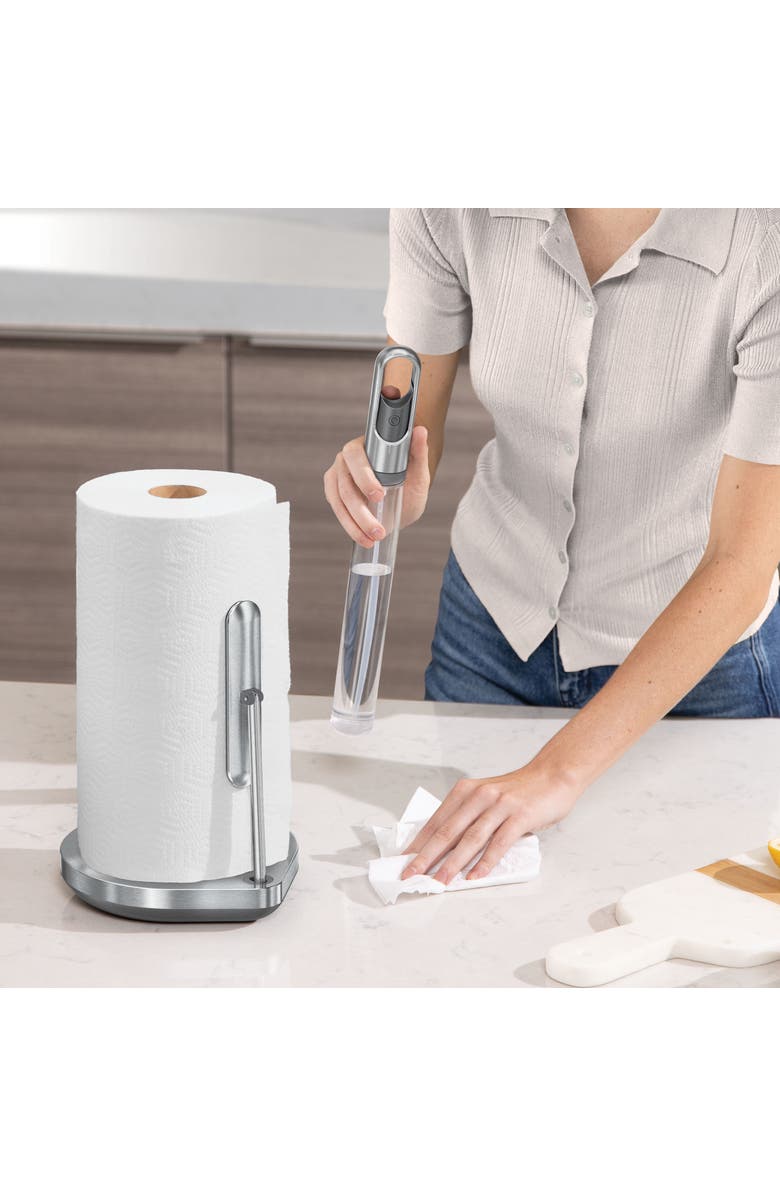simplehuman paper towel holder with spray, Alternate, color, Brushed