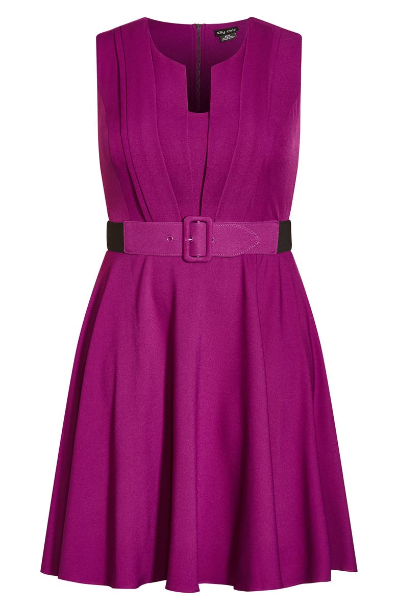 City Chic Veronica Belted Fit & Flare Dress, Alternate, color, 