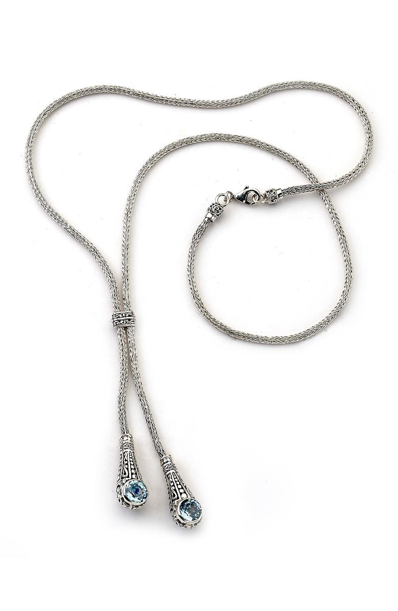 SAMUEL B. Sterling Silver Amethyst Adjustable Bolo Necklace, Main, color,