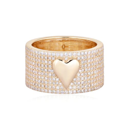 Mazin Jewels Pave Heart Barrel Ring
