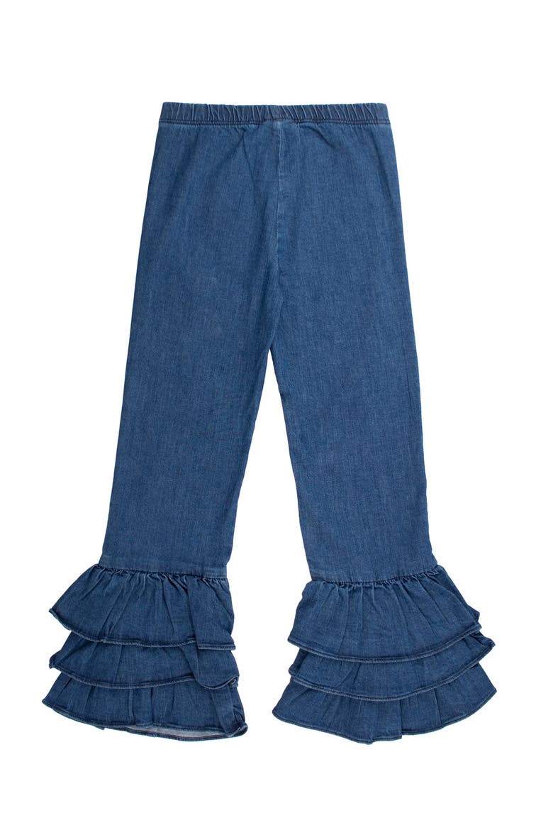 Girls Denim Flare Pants, Alternate, color, Medium Wash