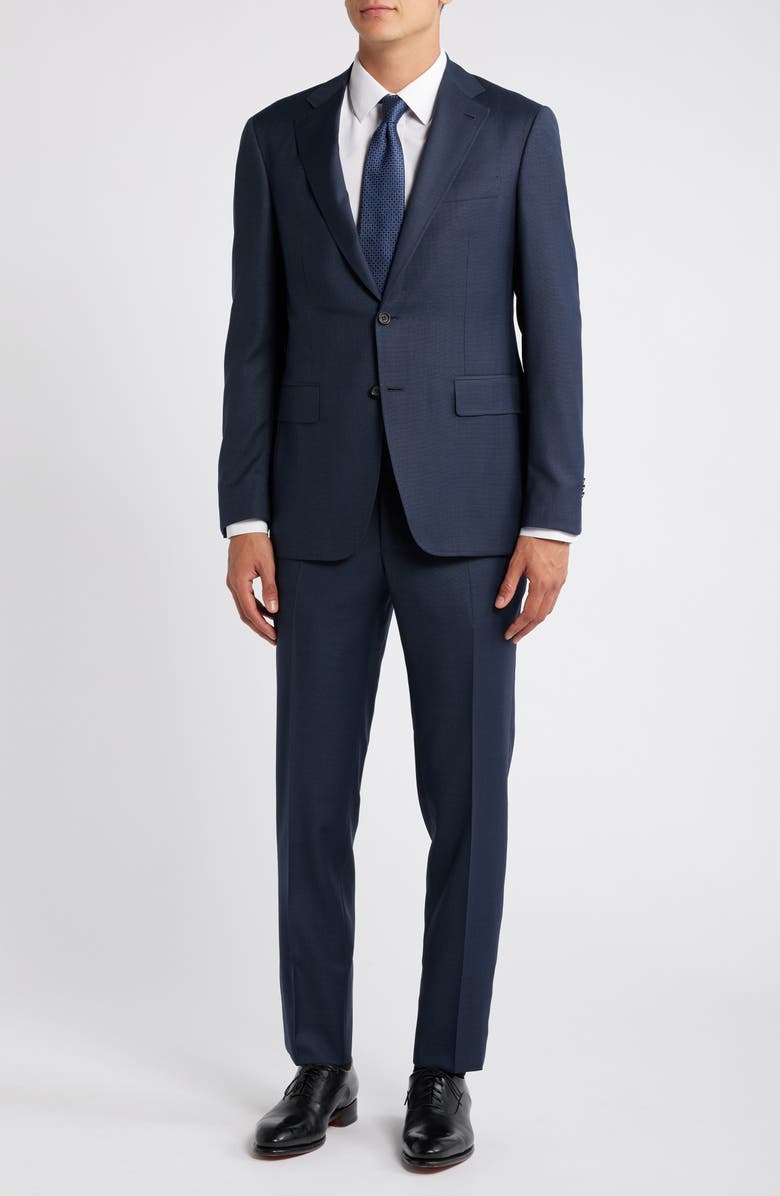 Canali Kei Trim Fit Navy Wool Suit, Main, color, 