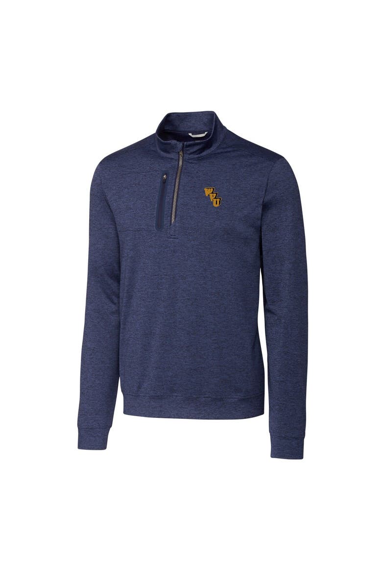 Cutter & Buck Men's Cutter & Buck Navy West Virginia Mountaineers Stealth Vault Logo Half-Zip Jacket, Main, color, 