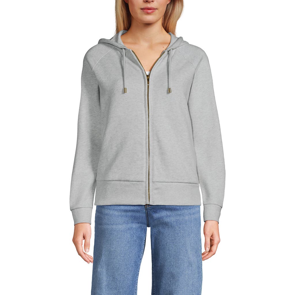 Lands' End Serious Sweats Relaxed Long Sleeve Full Zip Hoodie Sweatshirt In Soft Light Gray Heather