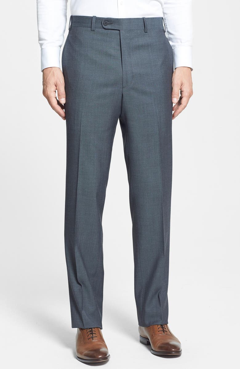 Di Milano Uomo Flat Front Trousers, Main, color,