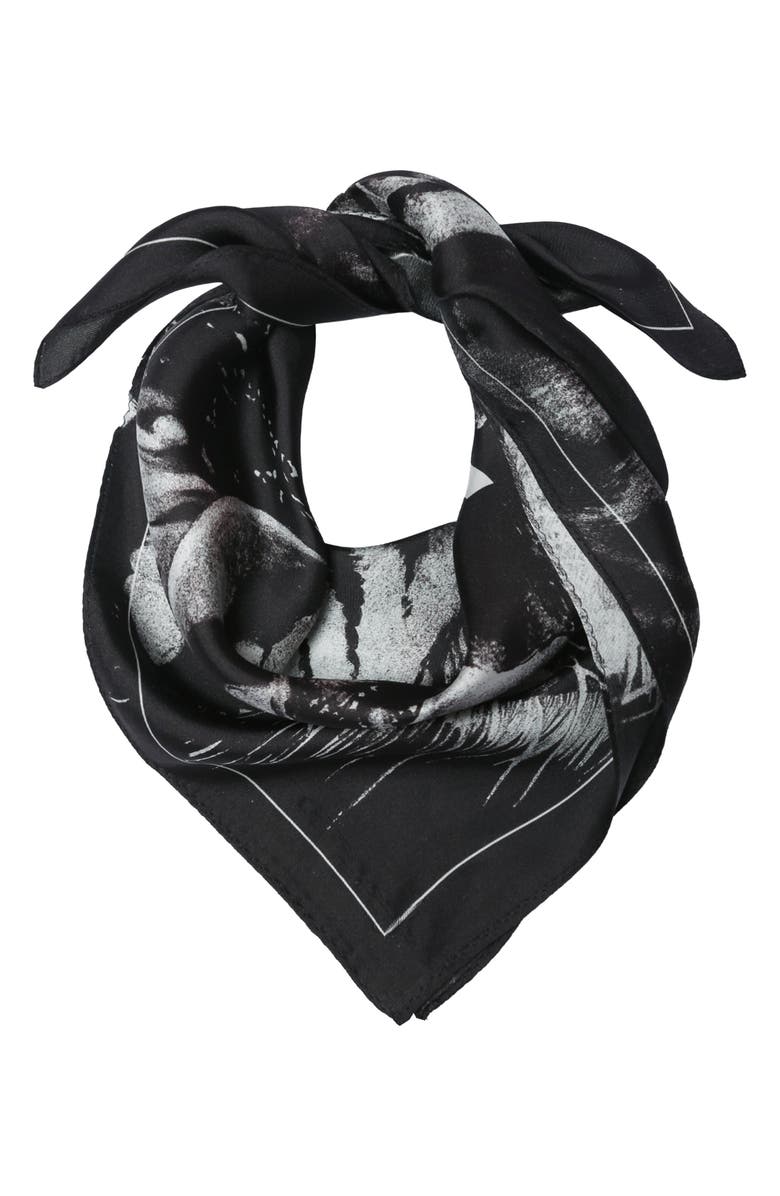 AllSaints Tiger Silk Bandana Scarf, Main, color,