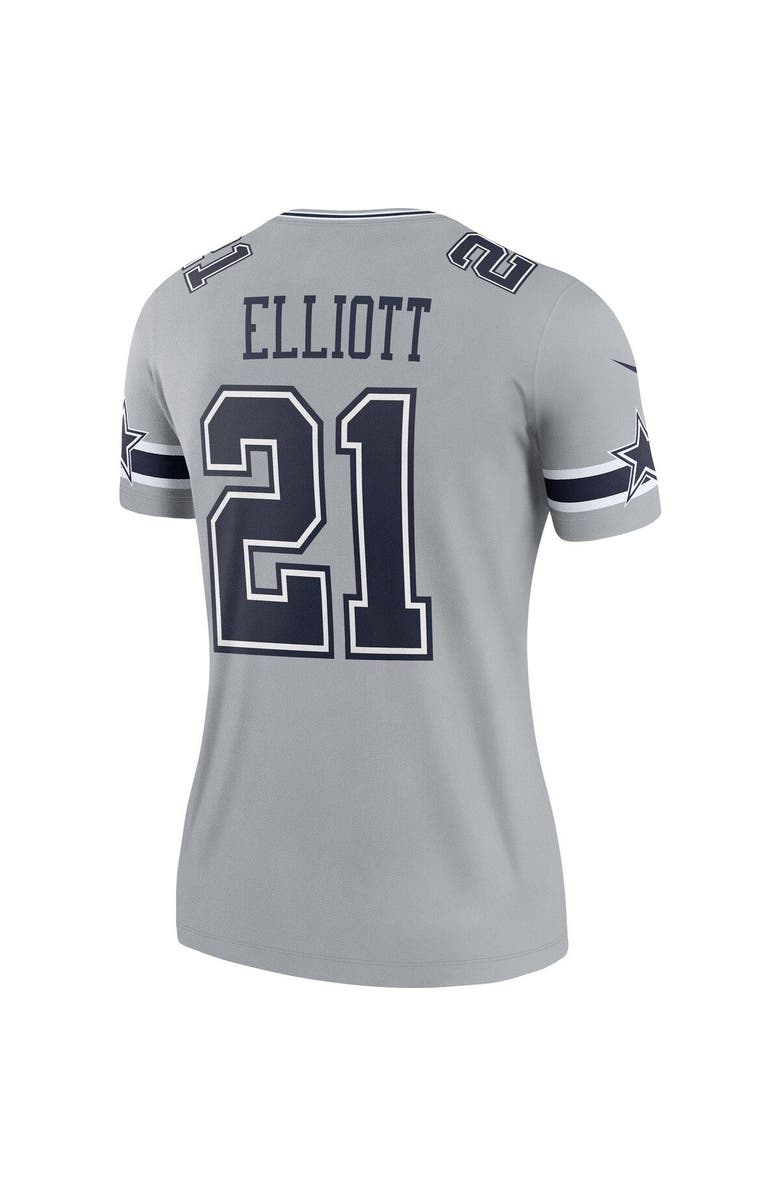 Nike Women's Nike Ezekiel Elliott Gray Dallas Cowboys Inverted Legend Jersey, Alternate, color, 