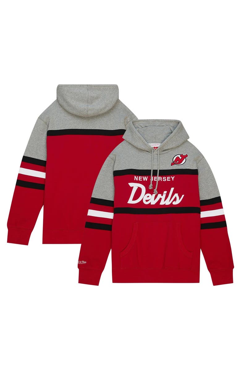Mitchell & Ness Men's Mitchell & Ness Red/Gray New Jersey Devils Head Coach Pullover Hoodie, Main, color, 