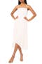 Pleated Sharkbite Hem Midi Dress
