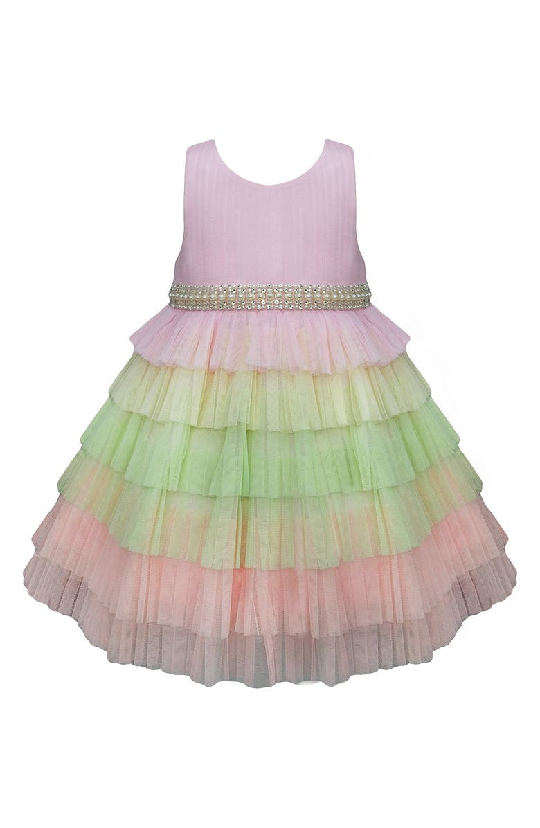 AMERICAN PRINCESS Tiered Mesh Rainbow Dress, Main, color,
