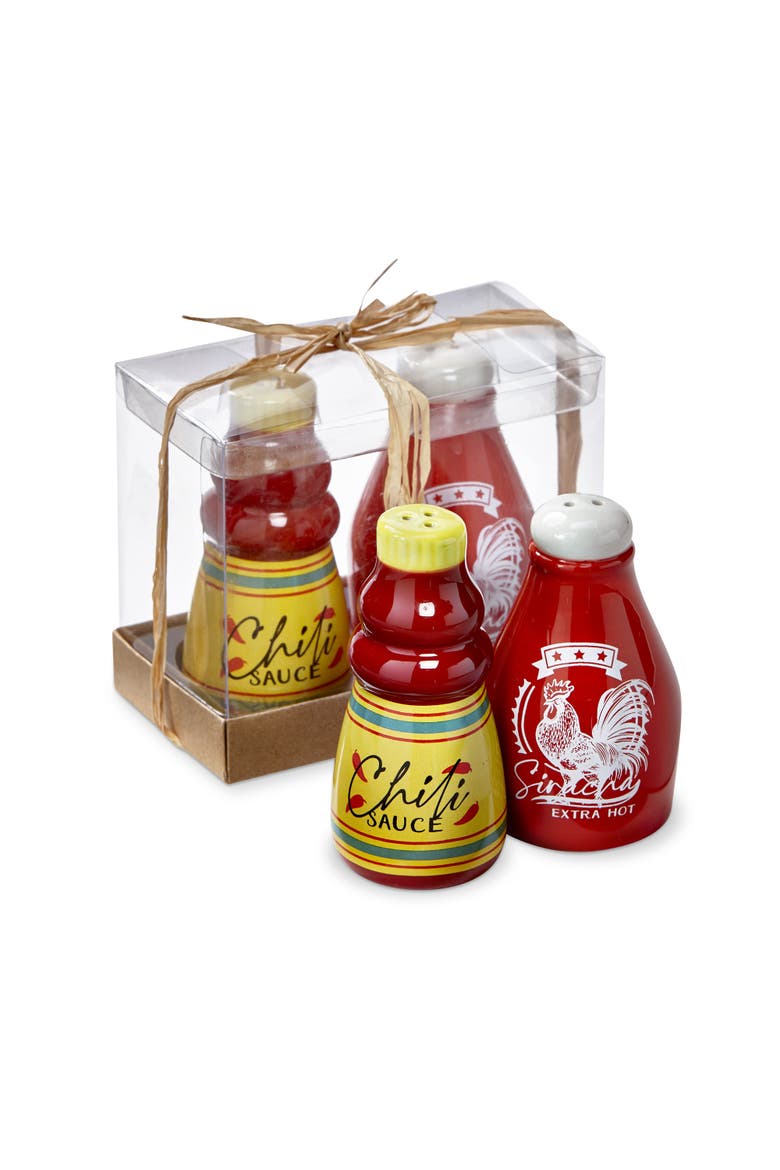Hot Sauce Collectible Ceramic Salt and Pepper Shakers Set, Main, color, Red